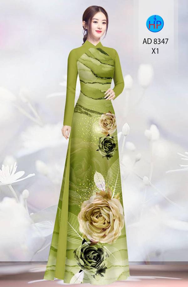 Vải Áo Dài Hoa Hồng thiết kế 2021 AD 8347 45 Vải Áo Dài Hoa Hồng thiết kế 2021 AD 8347