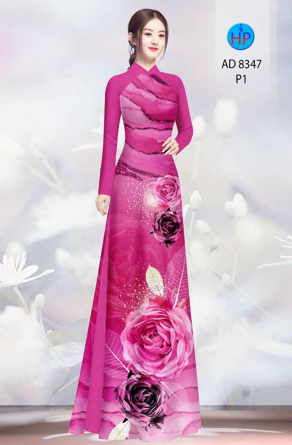 Vải Áo Dài Hoa Hồng thiết kế 2021 AD 8347 44 Vải Áo Dài Hoa Hồng thiết kế 2021 AD 8347