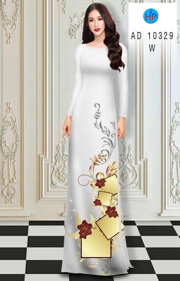 Vải Áo Dài Hoa In 3D mới ra AD 10329