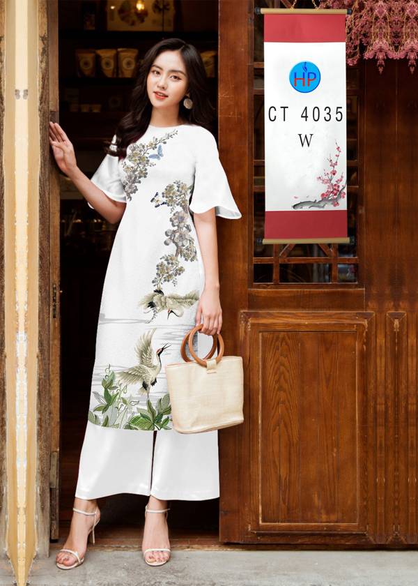 Vải Áo Dài Hoa in 3D thiết kế 2021 AD 4035