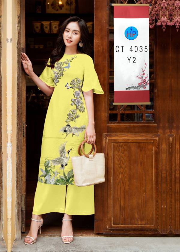 Vải Áo Dài Hoa in 3D thiết kế 2021 AD 4035