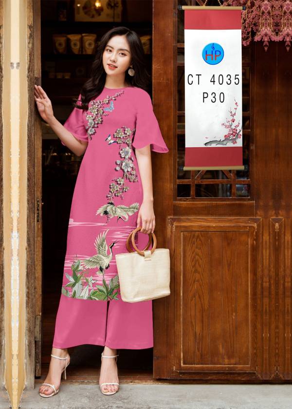 Vải Áo Dài Hoa in 3D thiết kế 2021 AD 4035