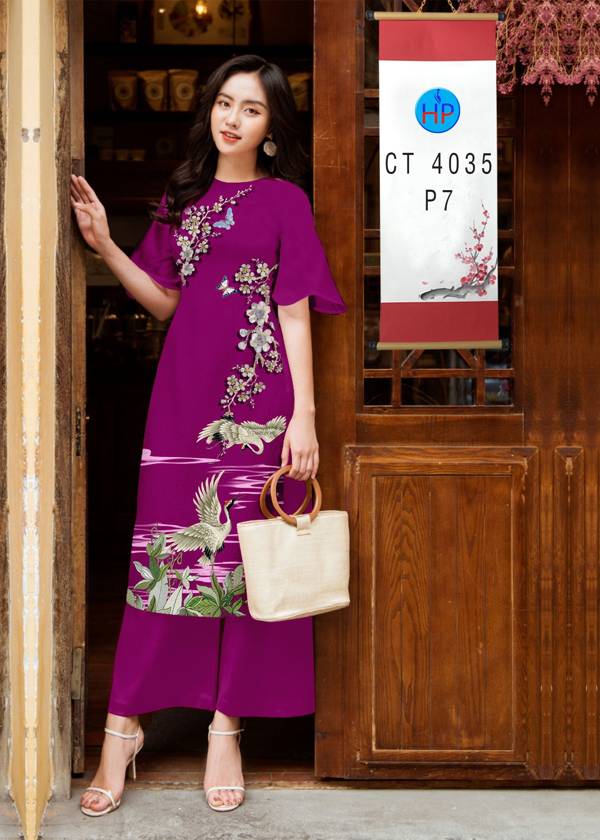 Vải Áo Dài Hoa in 3D thiết kế 2021 AD 4035