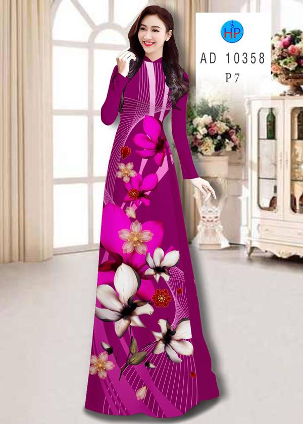 Vải Áo Dài Hoa In 3D thiết kế 2021 AD 10358 50 Vải Áo Dài Hoa In 3D thiết kế 2021 AD 10358