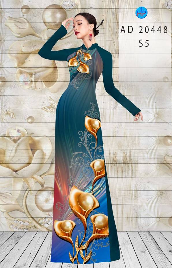 Vải Áo Dài Hoa Ly kiểu mới AD 20448 42 Vải Áo Dài Hoa Ly kiểu mới AD 20448