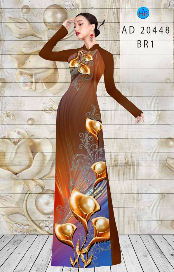 Vải Áo Dài Hoa Ly kiểu mới AD 20448 40 Vải Áo Dài Hoa Ly kiểu mới AD 20448