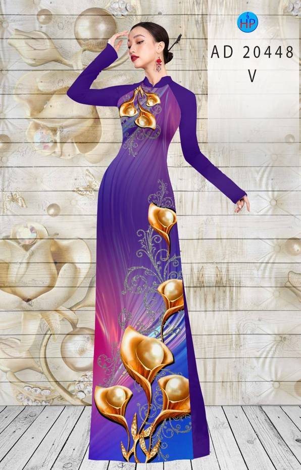 Vải Áo Dài Hoa Ly kiểu mới AD 20448 45 Vải Áo Dài Hoa Ly kiểu mới AD 20448