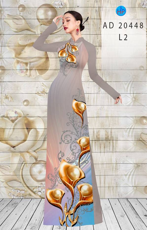 Vải Áo Dài Hoa Ly kiểu mới AD 20448 47 Vải Áo Dài Hoa Ly kiểu mới AD 20448