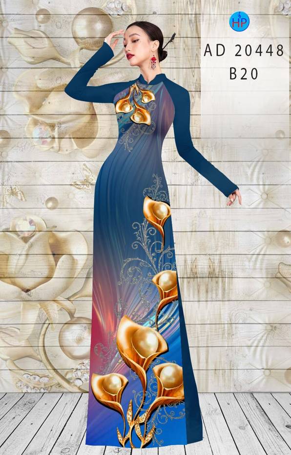 Vải Áo Dài Hoa Ly kiểu mới AD 20448 48 Vải Áo Dài Hoa Ly kiểu mới AD 20448