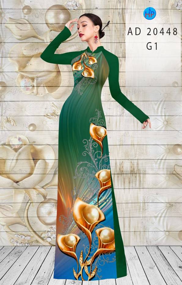 Vải Áo Dài Hoa Ly kiểu mới AD 20448 49 Vải Áo Dài Hoa Ly kiểu mới AD 20448