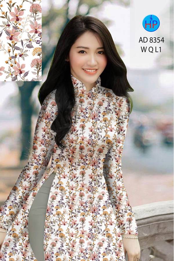 Vải Áo Dài Hoa Đều mới ra AD 8354 38 Vải Áo Dài Hoa Đều mới ra AD 8354
