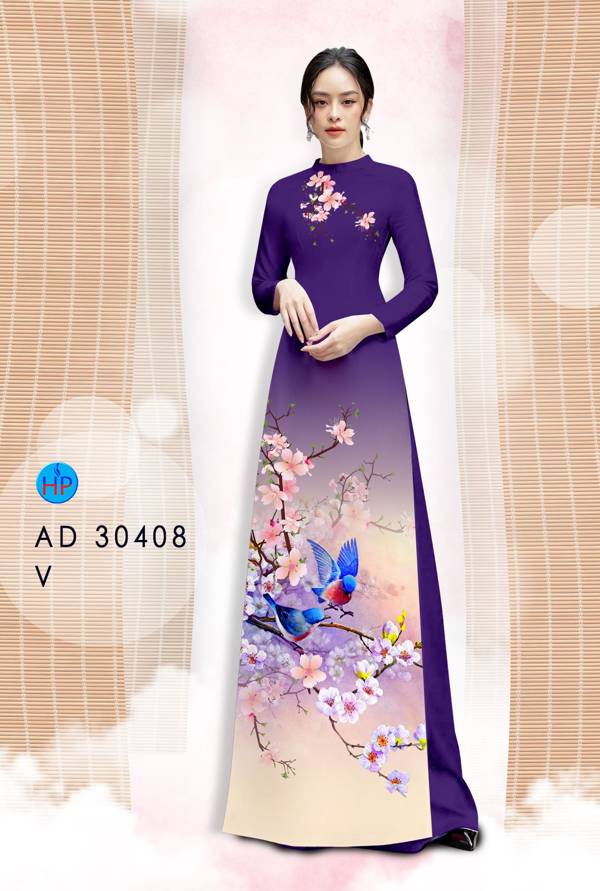 Vải Áo Dài Hoa Đào kiểu mới AD 30408 41 Vải Áo Dài Hoa Đào kiểu mới AD 30408