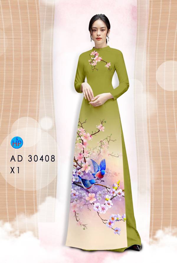 Vải Áo Dài Hoa Đào kiểu mới AD 30408 48 Vải Áo Dài Hoa Đào kiểu mới AD 30408