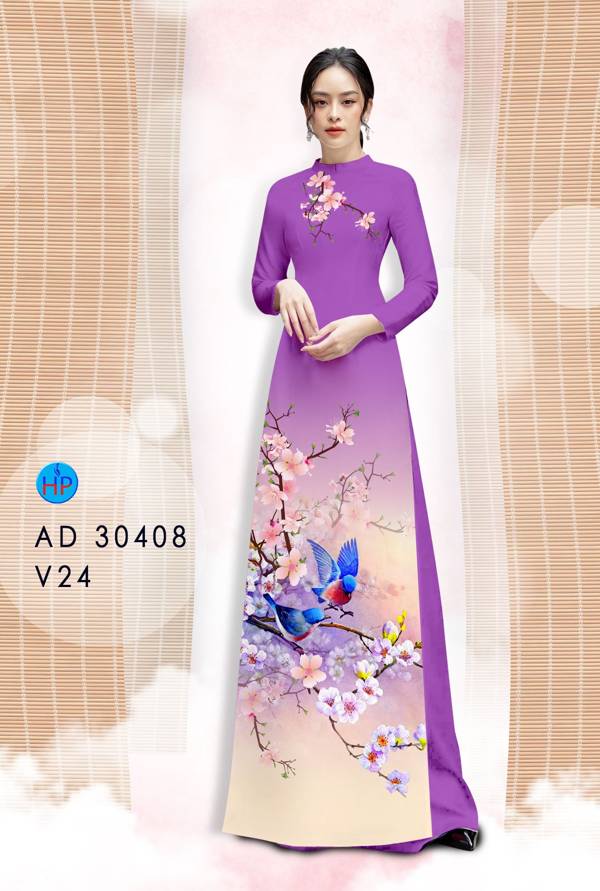 Vải Áo Dài Hoa Đào kiểu mới AD 30408 50 Vải Áo Dài Hoa Đào kiểu mới AD 30408