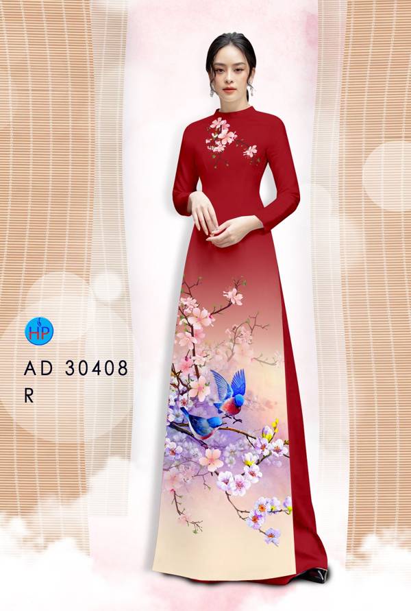 Vải Áo Dài Hoa Đào kiểu mới AD 30408 55 Vải Áo Dài Hoa Đào kiểu mới AD 30408