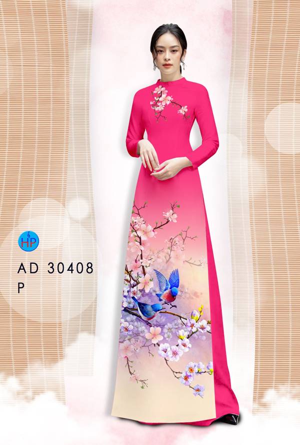 Vải Áo Dài Hoa Đào kiểu mới AD 30408 58 Vải Áo Dài Hoa Đào kiểu mới AD 30408