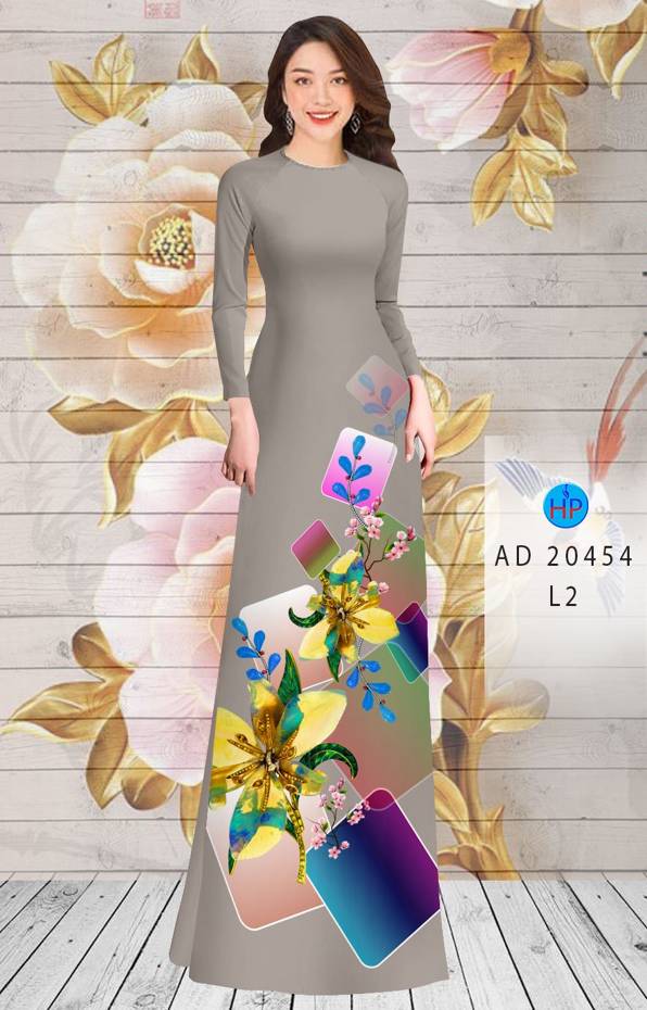 Vải Áo Dài Hoa In 3D mới ra AD 20454