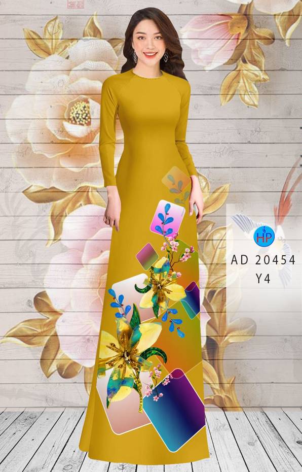 Vải Áo Dài Hoa In 3D mới ra AD 20454