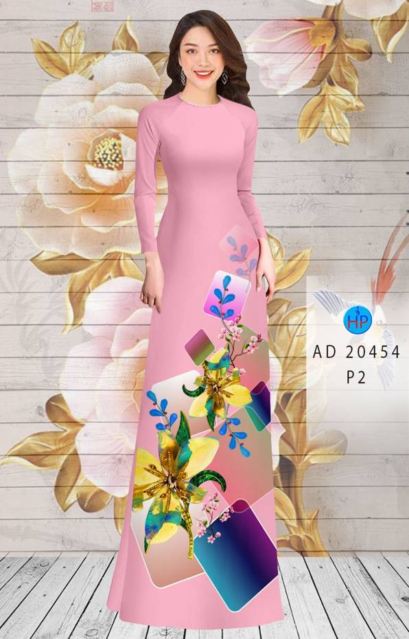 Vải Áo Dài Hoa In 3D mới ra AD 20454