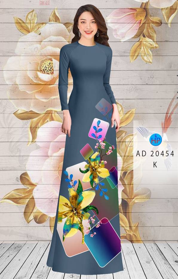 Vải Áo Dài Hoa In 3D mới ra AD 20454
