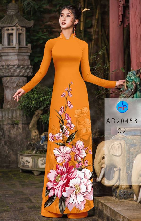 Vải Áo Dài Hoa In 3D mới ra AD 20453