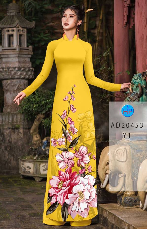 Vải Áo Dài Hoa In 3D mới ra AD 20453
