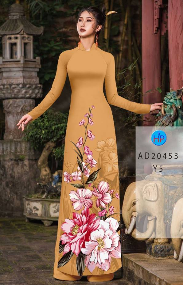 Vải Áo Dài Hoa In 3D mới ra AD 20453