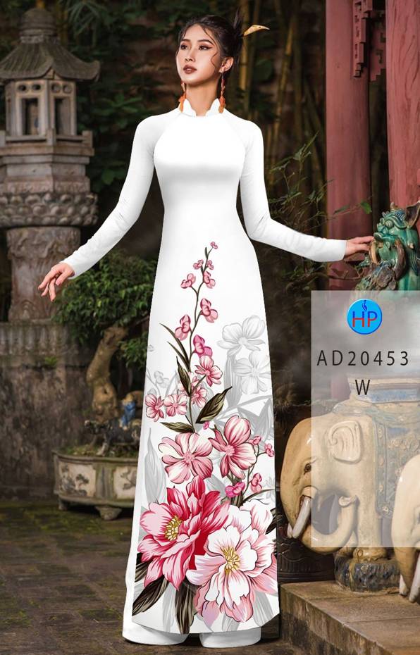Vải Áo Dài Hoa In 3D mới ra AD 20453