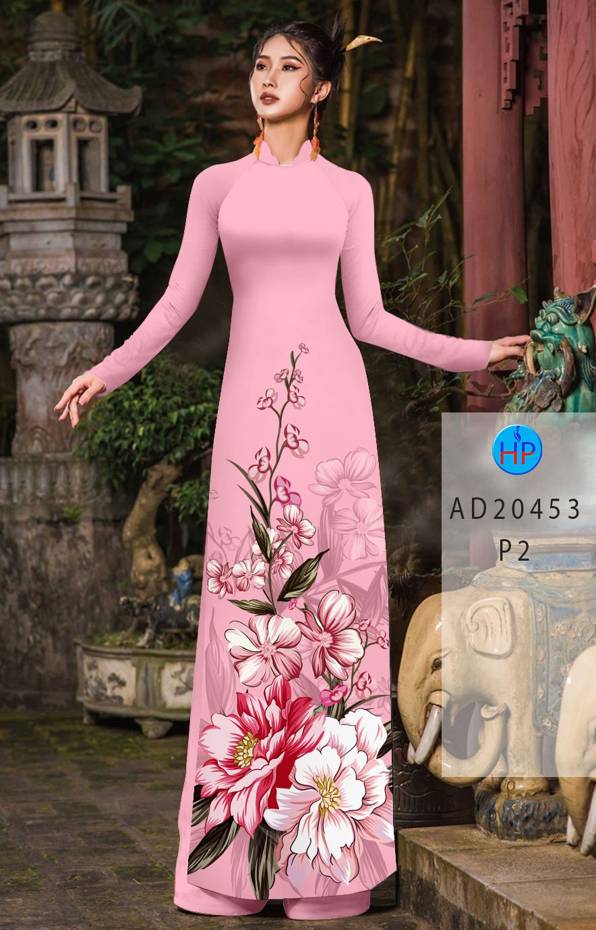 Vải Áo Dài Hoa In 3D mới ra AD 20453