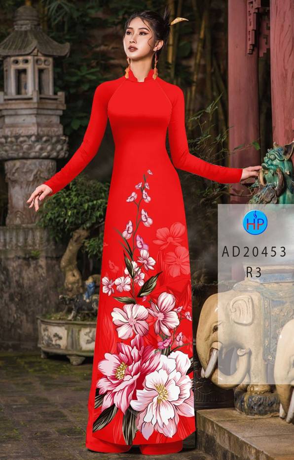 Vải Áo Dài Hoa In 3D mới ra AD 20453