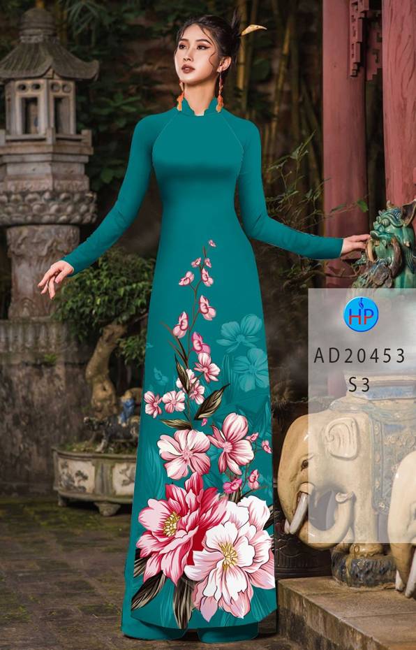 Vải Áo Dài Hoa In 3D mới ra AD 20453