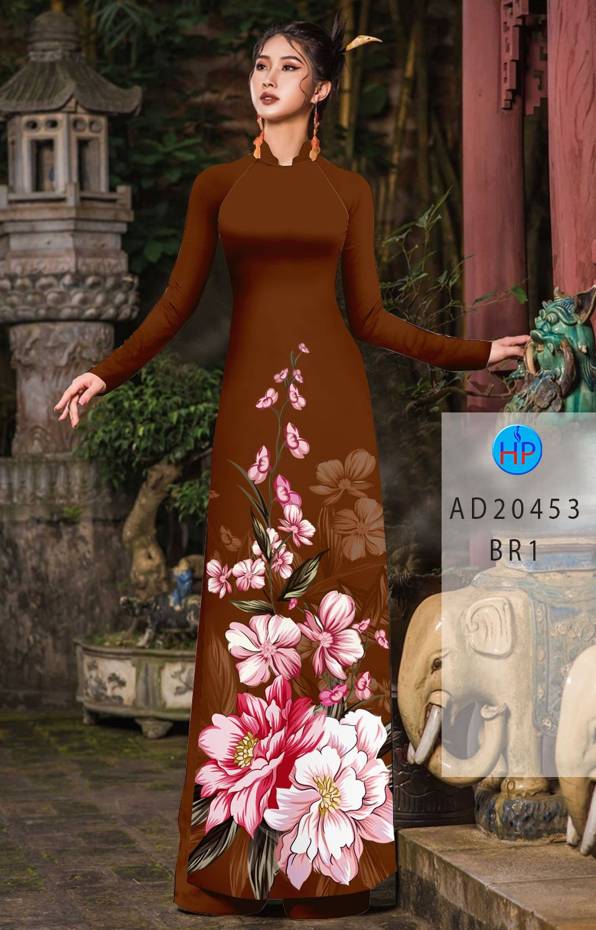 Vải Áo Dài Hoa In 3D mới ra AD 20453
