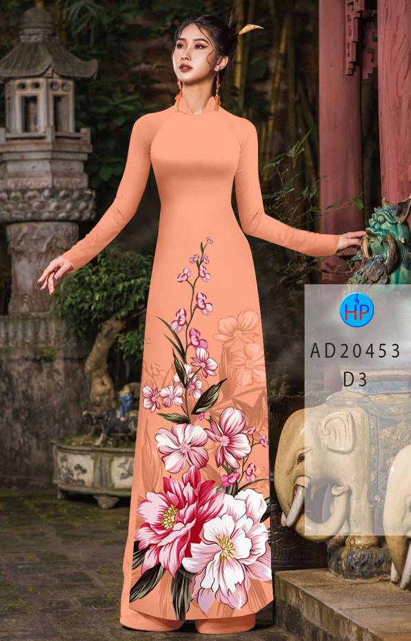 Vải Áo Dài Hoa In 3D mới ra AD 20453