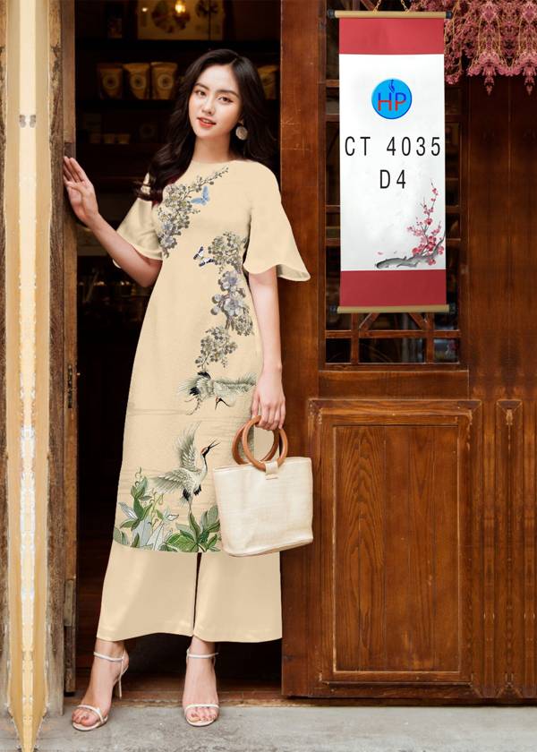 Vải Áo Dài Hoa in 3D thiết kế 2021 AD 4035