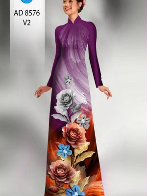 Vải Áo Dài Hoa Hồng kiểu mới AD 8576 26 1613974412 8 Vai Ao Dai Hoa Hong kieu moi AD 8576
