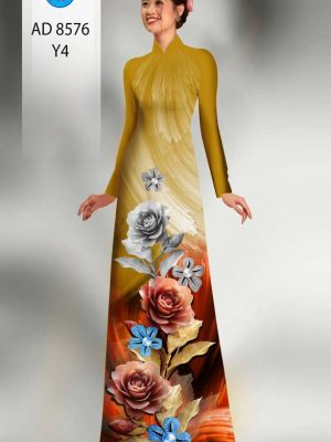 Vải Áo Dài Hoa Hồng kiểu mới AD 8576 33 1613974413 594 Vai Ao Dai Hoa Hong kieu moi AD 8576