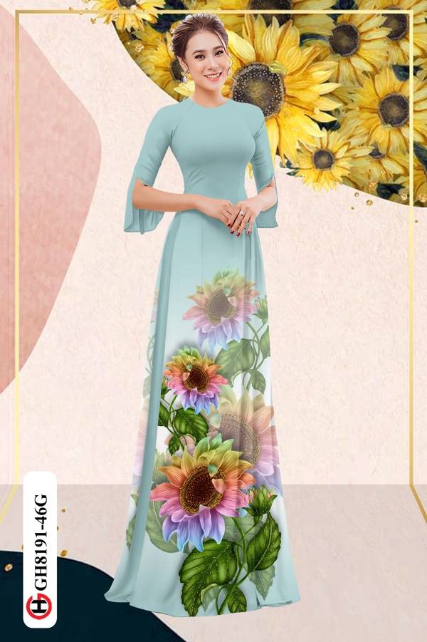 Vải Áo Dài Hoa Hướng Dương Độc Đáo AD GH8191 31 Vải Áo Dài Hoa Hướng Dương Độc Đáo AD GH8191