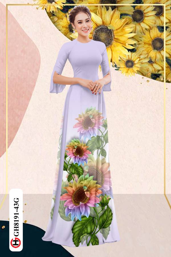 Vải Áo Dài Hoa Hướng Dương Độc Đáo AD GH8191 32 Vải Áo Dài Hoa Hướng Dương Độc Đáo AD GH8191