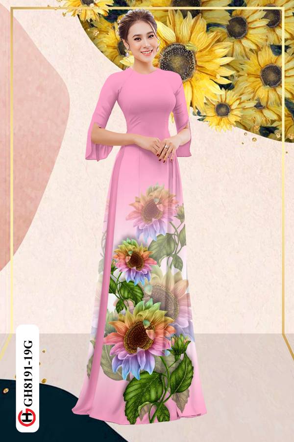 Vải Áo Dài Hoa Hướng Dương Độc Đáo AD GH8191 35 Vải Áo Dài Hoa Hướng Dương Độc Đáo AD GH8191