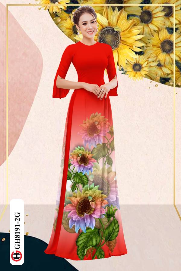 Vải Áo Dài Hoa Hướng Dương Độc Đáo AD GH8191 40 Vải Áo Dài Hoa Hướng Dương Độc Đáo AD GH8191