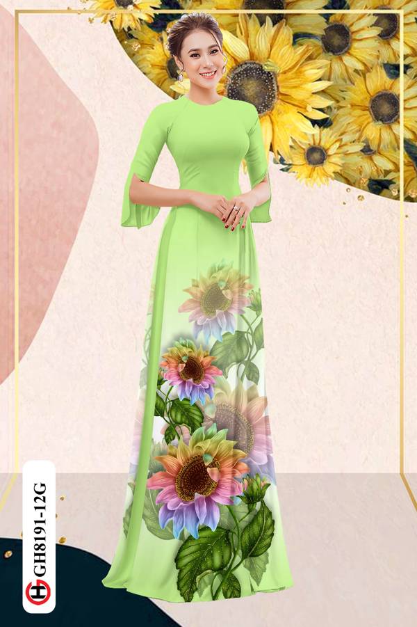 Vải Áo Dài Hoa Hướng Dương Độc Đáo AD GH8191 36 Vải Áo Dài Hoa Hướng Dương Độc Đáo AD GH8191