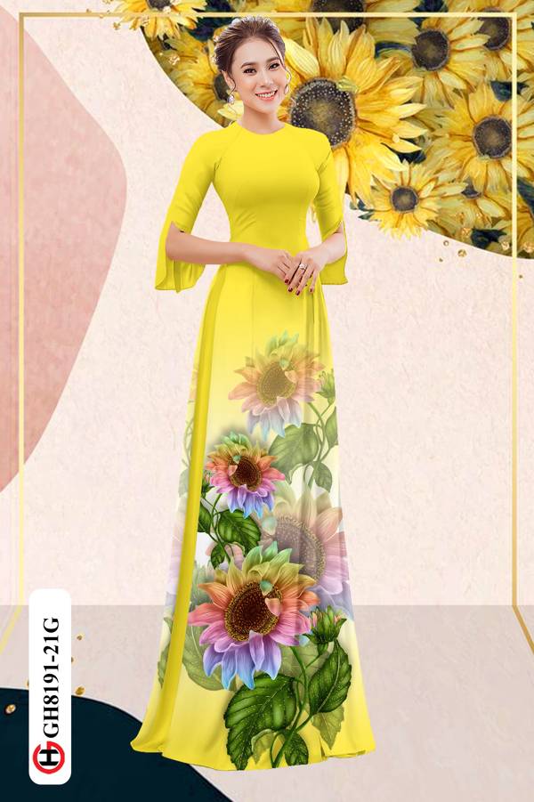 Vải Áo Dài Hoa Hướng Dương Độc Đáo AD GH8191 41 Vải Áo Dài Hoa Hướng Dương Độc Đáo AD GH8191