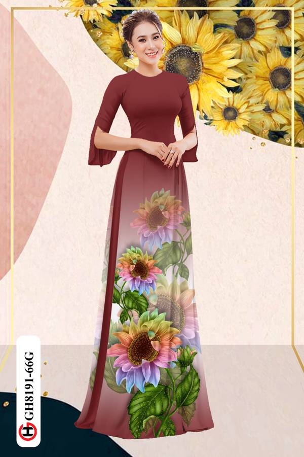 Vải Áo Dài Hoa Hướng Dương Độc Đáo AD GH8191 42 Vải Áo Dài Hoa Hướng Dương Độc Đáo AD GH8191