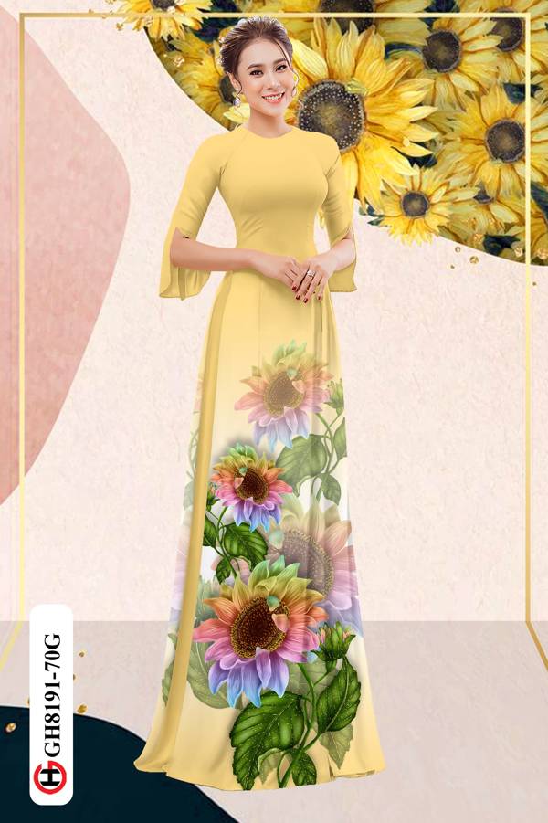 Vải Áo Dài Hoa Hướng Dương Độc Đáo AD GH8191 43 Vải Áo Dài Hoa Hướng Dương Độc Đáo AD GH8191