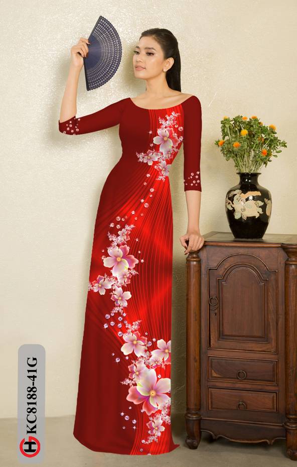 Vải Áo Dài Hoa In 3D Mới Ra AD KC8188 38 Vải Áo Dài Hoa In 3D Mới Ra AD KC8188