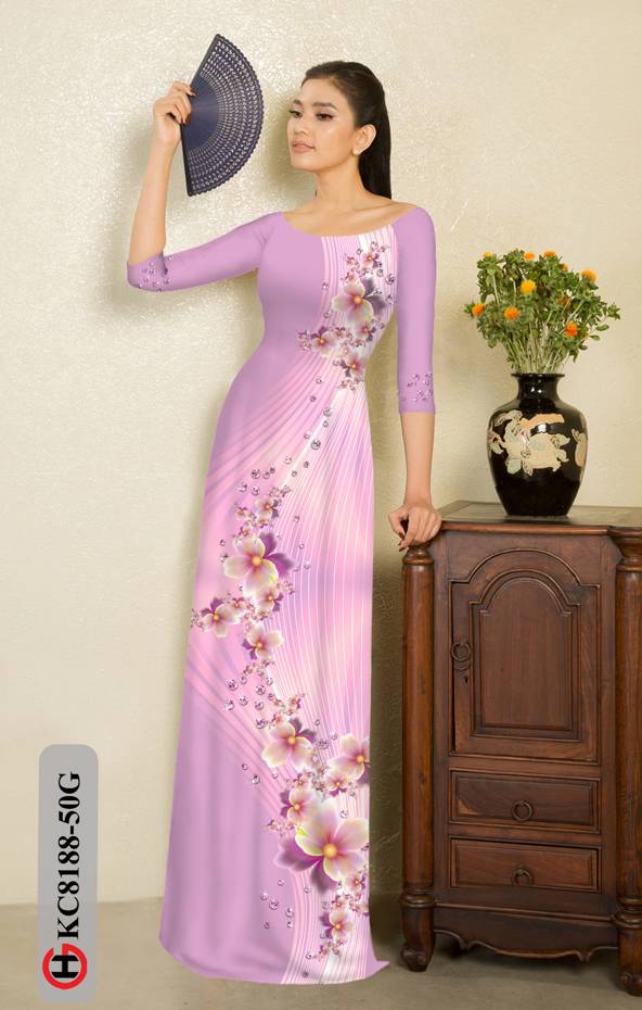 Vải Áo Dài Hoa In 3D Mới Ra AD KC8188 42 Vải Áo Dài Hoa In 3D Mới Ra AD KC8188