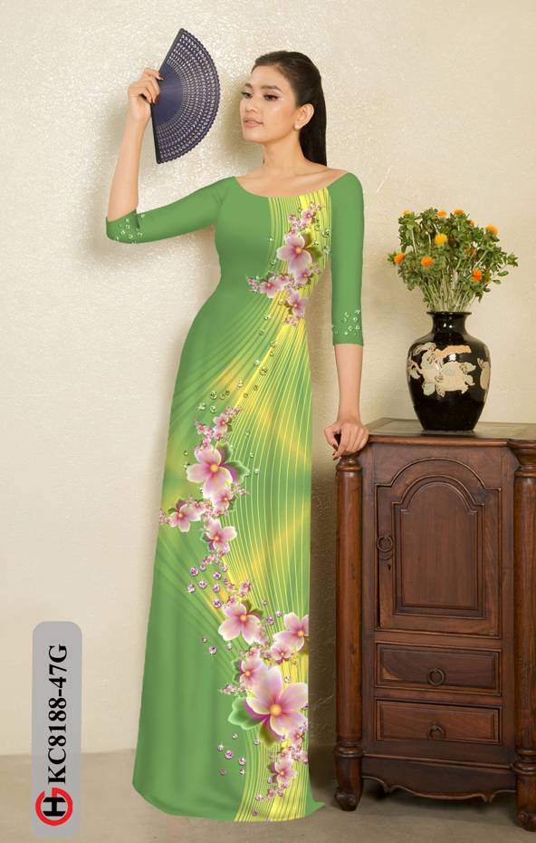 Vải Áo Dài Hoa In 3D Mới Ra AD KC8188 40 Vải Áo Dài Hoa In 3D Mới Ra AD KC8188