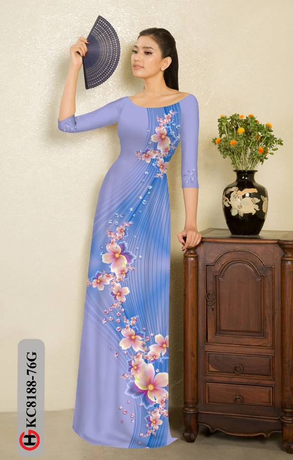 Vải Áo Dài Hoa In 3D Mới Ra AD KC8188 45 Vải Áo Dài Hoa In 3D Mới Ra AD KC8188