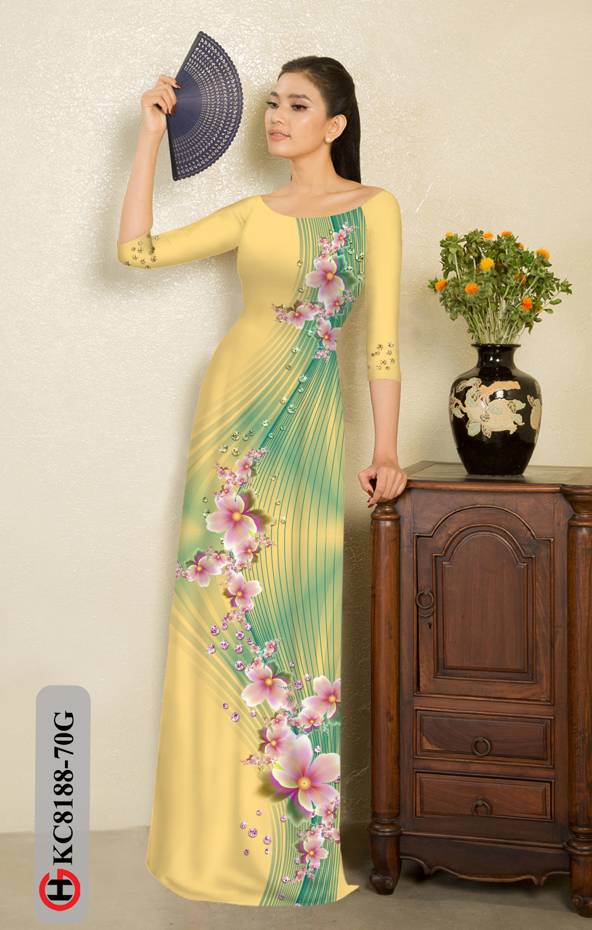 Vải Áo Dài Hoa In 3D Mới Ra AD KC8188 44 Vải Áo Dài Hoa In 3D Mới Ra AD KC8188
