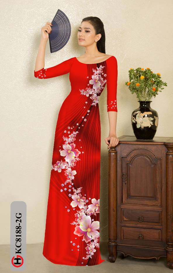 Vải Áo Dài Hoa In 3D Mới Ra AD KC8188 47 Vải Áo Dài Hoa In 3D Mới Ra AD KC8188